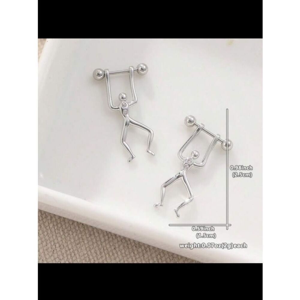 Silver Climber Dangle Ear Cuff R 531 - Picture 2 of 3